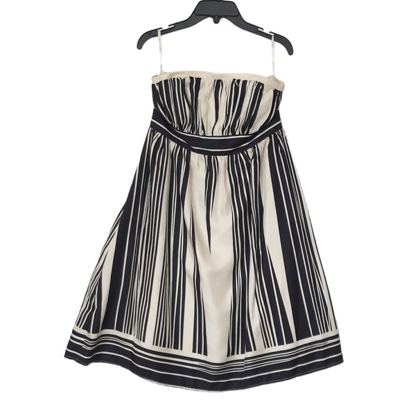 Anthropologie Corey Lynn Calter Dress Black Cream Striped Empire Waist Strapless - Picture 2 of 6